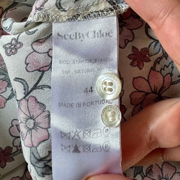 See By Chloe Floral Print Mixed Media Silk Chiffon Georgette Blouse Size 44 / L - Picture 10 of 11